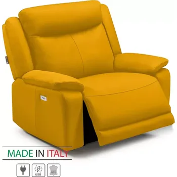 Křeslo Kožené křeslo CONTINENTAL s elektrickou funkcí relax 1P, elektrické, žlutá (giallo 320)