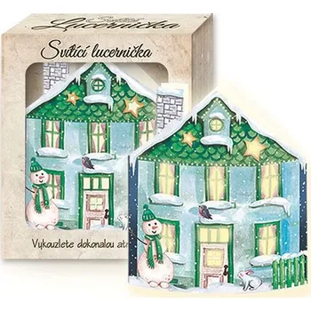 Vánoční dekorace Nekupto Svítící dekorace lucerna - Zelený domeček