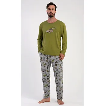 Pánské pyžamo Pánské pyžamo dlouhé Adventure - khaki - M