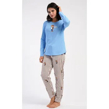Dámské pyžamo Dámské pyžamo dlouhé Bear - světle modrá - S