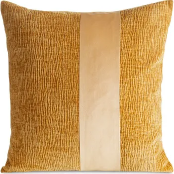 Povlečení Ženilkový povlak na polštář se sametovým proužkem CARLA - medovozlatý