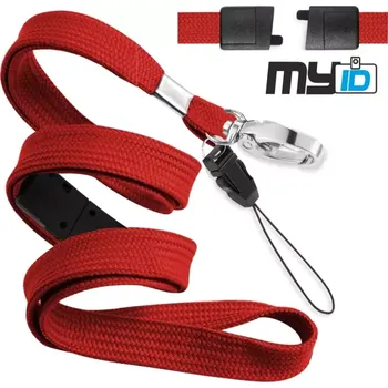 Šňůrka na krk rozpojovací s karabinou a poutkem, 1ks, červená