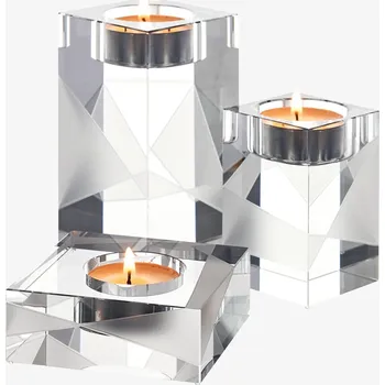 Sklenice Preciosa Sada skleněných svícnů Kubism z českého křišťálu Preciosa, matné