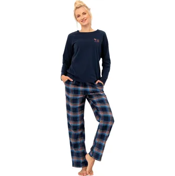 Dámská móda Dámské pyžamo KEY 432 tmavě modrá FLANEL XL 0