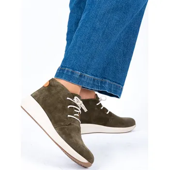 Dámská zimní obuv Letizia Dámské zelené kotníčkové boty na klínku Velikost: 39