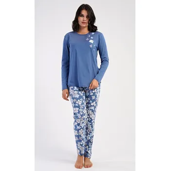 Dámské pyžamo Dámské pyžamo dlouhé Joanne - modrošedá - 4XL