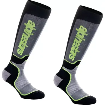 Pánské ponožky Dětské dlouhé ponožky/podkolenky ALPINESTARS MX PLUS barva šedá/černá/žlutá fluo, velikost M/L pro velikost nohy 34-38 (vhodné do off-road botů )
