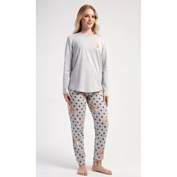 Dámské pyžamo Dámské pyžamo dlouhé Poppy - šedá - L