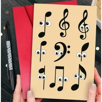 Přání s roztomilými očky a hudebním humorem