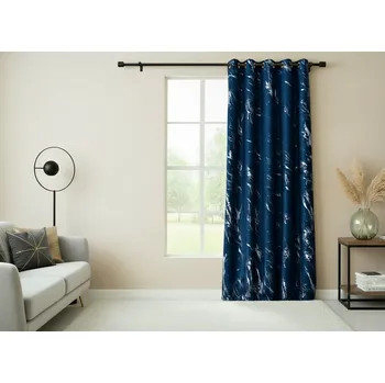 Závěs Dekorační vzorovaný závěs s kroužky MARMA 011 modrá/stříbrná 140x250 cm (cena za 1 kus) MyBestHome