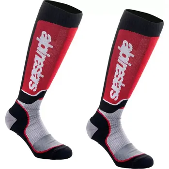 Pánské ponožky Dlouhé ponožky/podkolenky ALPINESTARS MX PLUS barva šedá/červená/černá (vhodné do off-road botů )