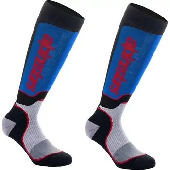 Pánské ponožky Dětské dlouhé ponožky/podkolenky ALPINESTARS MX PLUS barva modrá/červená/černá, velikost M/L pro velikost nohy 34-38 (vhodné do off-road botů )