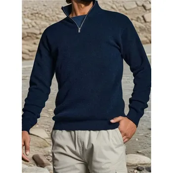 Pánská móda Sinsay - Žebrovaný pletený svetr - námořnická modrá - 779FZ-59X - 779FZ-59X-2XL