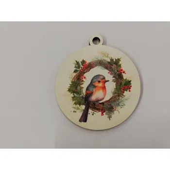 Vánoční dekorace Vánoční výřez baňka - ptáček