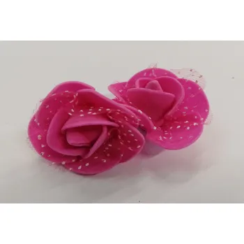 Svatební dekorace Pěnová růžička dekorační 3cm - růžová se závojem