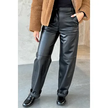 Dámské kalhoty Dámské kožené kalhoty MaxMara RIMMEL 2526436012650 černé Velikost: 36