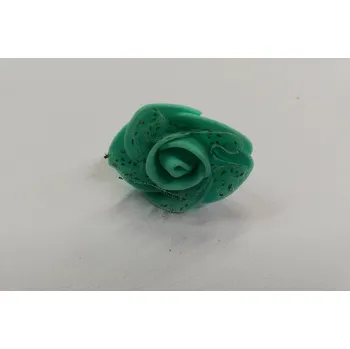 Svatební dekorace Pěnová růžička dekorační 3cm - zelená se závojem
