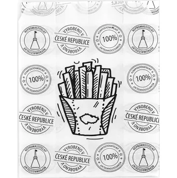 Nepromastitelné papírové sáčky fastfood Hranolky 100+50*125mm, 300ks