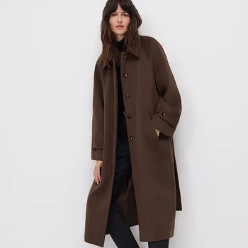 Dámský kabát Reserved - Kabát ze směsi vlny - hnědá - 048HV-88X - 048HV-88X-XS