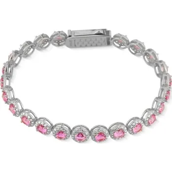 Náramek Luxusní dámský stříbrný náramek s růžovými a čirými zirkony SVLB0519XK6R218 + dárek zdarma