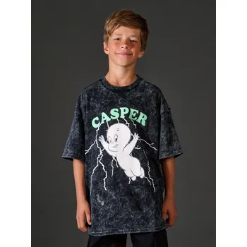 Chlapecké oblečení Sinsay - Bavlněná košilka s potiskem Casper The Friendly Ghost - černá - 000GA-99X - 000GA-99X-134