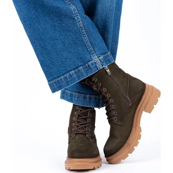 Dámská zimní obuv Letizia Dámské kožené zelené kotníčkové boty s protiskluzovou podrážkou Velikost: 40