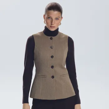 Dámské sako Reserved - Vesta s ozdobnými knoflíky - béžová - 534GG-80M - 534GG-80M-XS