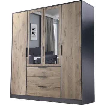 Šatní skříň Stolar Šatní skříň LATI D4 Zvolte dekor: černá/vikingský dub