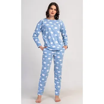 Dámské pyžamo Dámské pyžamo dlouhé Obláček - světle modrá - S