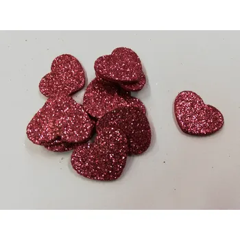 Pěnové dekorační srdíčko se třpytkami - růžové - 1,5x1cm