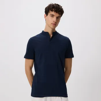 Reserved - Polo střihu regular se stojáčkem - tmavomodrá - 842DI-59X - 842DI-59X-M