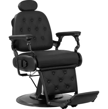 Kadeřnické křeslo Barber křeslo FRANCESCO - černé s černým rámem