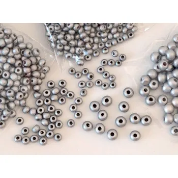 Dětské navlékací korálky Dřevěné korálky STŘÍBRNÉ - 6 x 5 mm