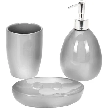 Dávkovač mýdla Koupelnová sada Valmy 3 ks, šedá