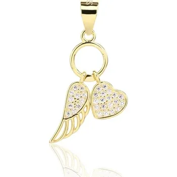 Přívěsek Stříbrný zlacený přívěšek andělské křídlo se srdíčkem SVLP1458XJ6GO00