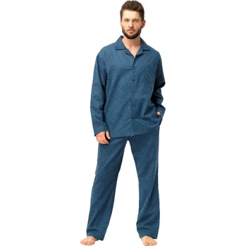 Pánské pyžamo Rozepínací pánské pyžamo KEY 815 tmavě modrá FLANEL L 0