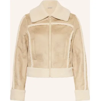 Guess Jeans Dámská Bunda V Koženém Vzhledu, béžová, 34