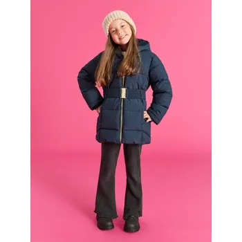 Sinsay - Zateplený kabát s&nbsp;páskem - námořnická modrá - ZF515-59X - ZF515-59X-98-1
