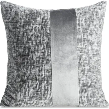 Povlak na polštářek Ženilkový povlak na polštář se sametovým proužkem CARLA - ocelový