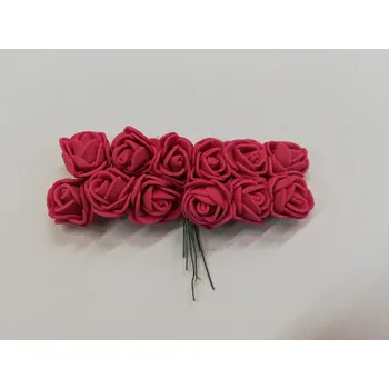 umělá květina Pěnová růžička dekorační svazek 12ks - fuchsiová