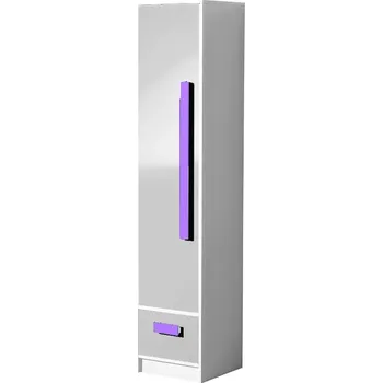 Šatní skříň Slevadoma Policová šatní skříň MALIA 4 do dětského pokoje -bílý lesk / fialová