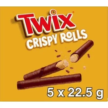 Čokoláda Twix Crispy Rolls tyčinky s karamelovou náplní a polevou z mléčné čokolády 5 x 22,5 g