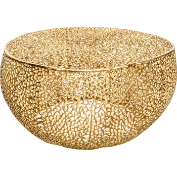 Konferenční stolek Konferenční stolek Goldcore – hliníkový / zlatý (Ø 80 cm)