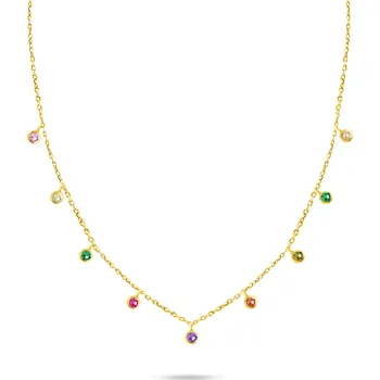 Náhrdelník Leru Pozlacený stříbrný náhrdelník s barevnými zirkony