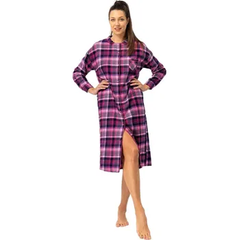 Dámská noční košile Noční košile rozepínací KEY 490 fuchsie FLANEL M 0