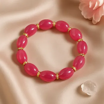 Náramek Náramek růžový se zlatými ozdobami