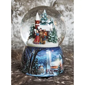 Vánoční dekorace Christmas SP-56049 sněžící koule s kostelem sklo vícebarevná