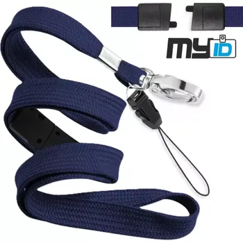 Šňůrka na krk rozpojovací s karabinou a poutkem, 1ks, tm. modrá