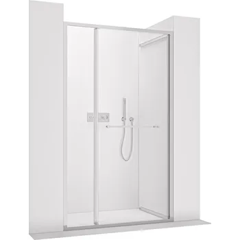 CERANO - Sprchové posuvné dveře Versaro L/P - 6 mm - chrom, transparentní sklo - 150x195 cm - zasouvací