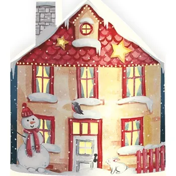 Vánoční dekorace Nekupto Svítící dekorace lucerna - Zasněžený domeček